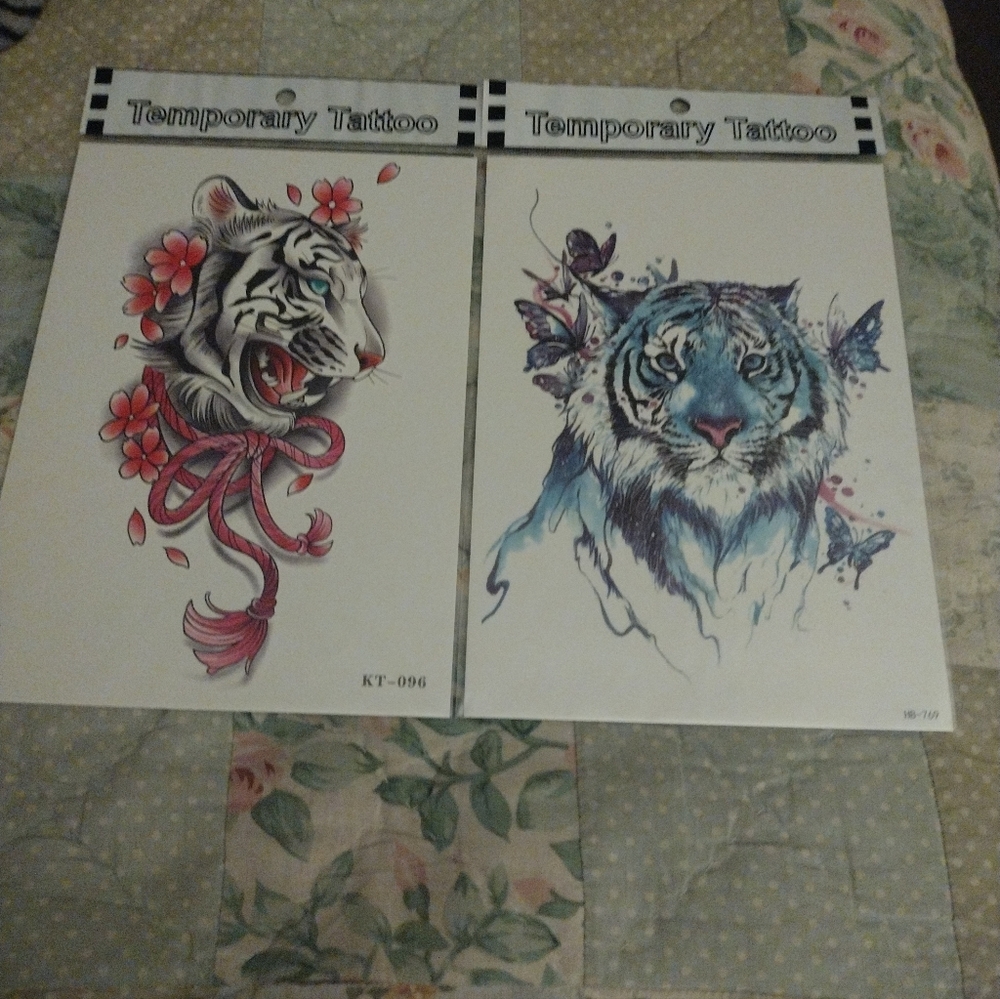 New Temporary Tattoo Sheets with Tiger Designs